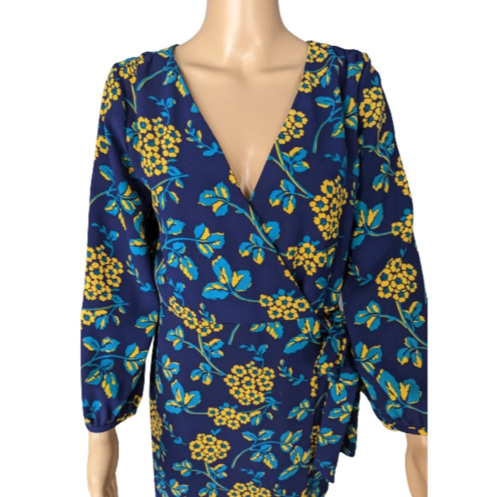 J. Crew Golden Floral 365 Crepe Wrap Dress 4